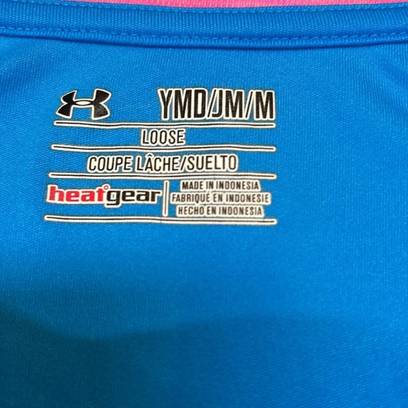 Under Armour Kids Quarter Zip Long Sleeve Shirt Blue Pink Neon Girls Collar Play - Picture 4 of 7